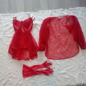 Rare Vintage Frederick's  Of Hollywood Sexy Teddy / Robe Set Size M USA